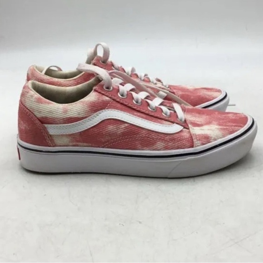 VANS Unisex Comfycush Old Skool Pink & White Tie Dye Sneakers Women Sz W/7 M/5.5